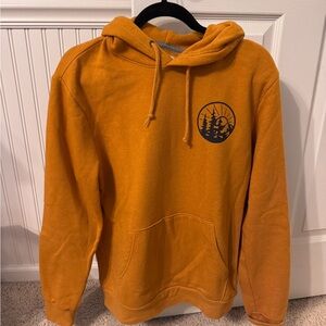 Old Navy Men's Mustard Hoodie with Nature Graphic